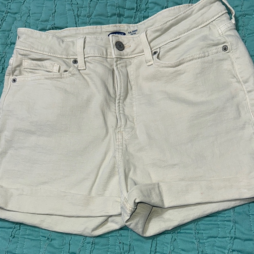 Old Navy tan Jean Shorts with Cuffed Hem OG shorts EUC